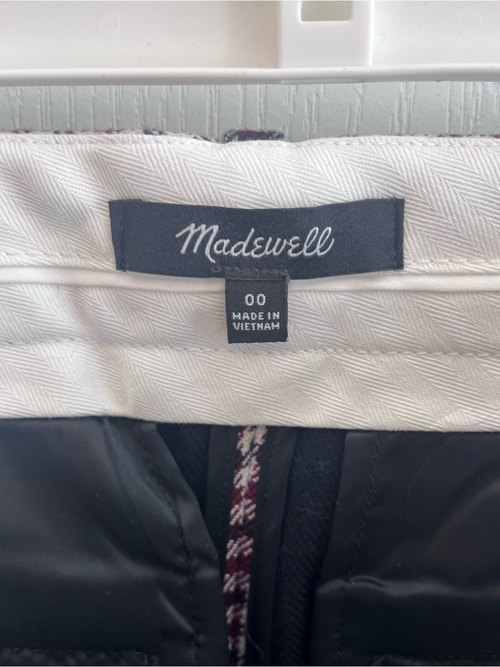 Madewell Plaid Houndstooth Suiting Mini Skirt Aroma Burgundy Navy Size 00 - Picture 6 of 16